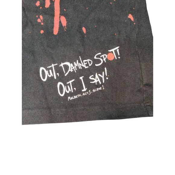 Shakespeare's Globe Theatre Macbeth Out Damned Spot T-Shirt Black Size Medium S - Picture 2 of 6